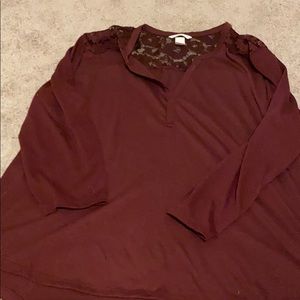 Maroon lace quarter sleeve